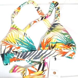 SHADE & SHORE BEACH MULTI CRISSCROSS BRAIDED STRAP BIKINI SWIM TOP SIZE XS NWT
